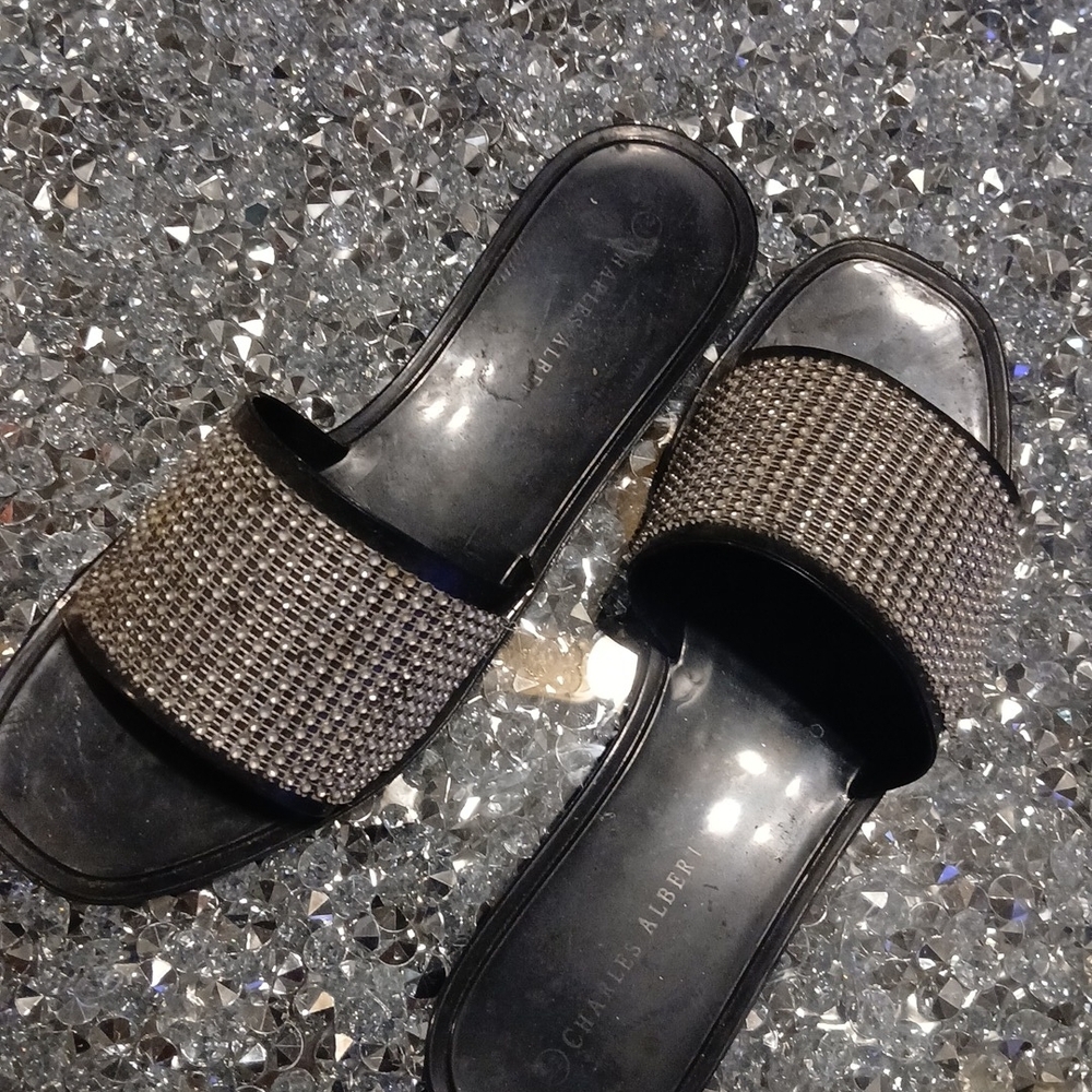 Charles Albert Black and Silver Sandals